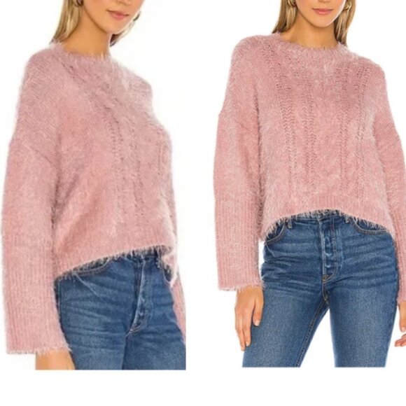 BB DAKOTA Feelin' Lashy Eyelash Cable Knit Sweater Rose Quartz Size XS - Picture 1 of 13
